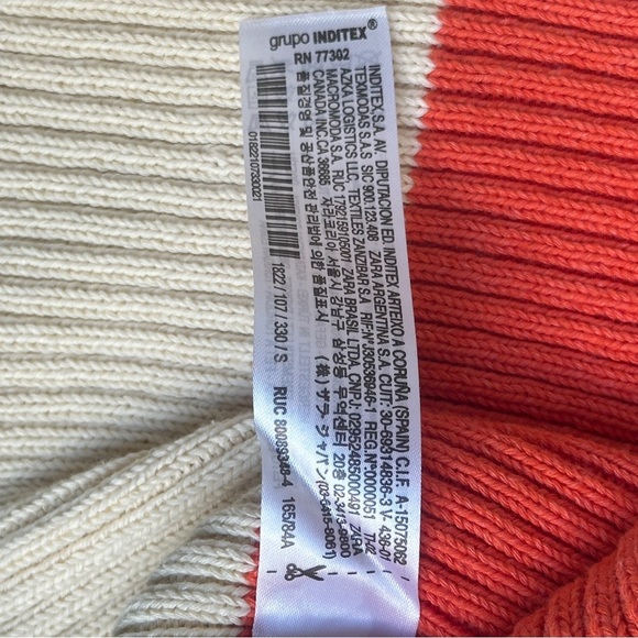 Zara Colorblock Striped Ribbed Knit Cropped Cardigan Sweater Size Small - Picture 5 of 9